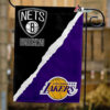 Nets vs Lakers House Divided Flag, NBA House Divided Flag, NBA House Divided Flag