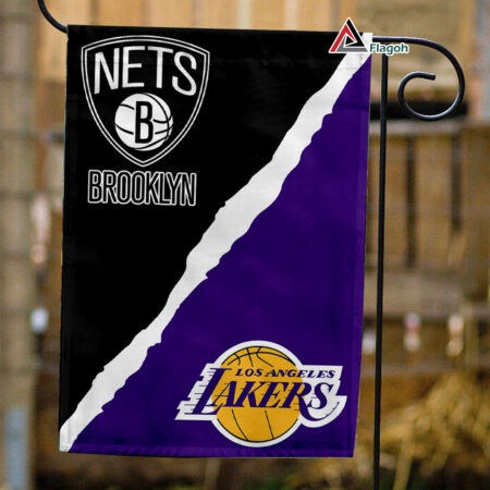 Nets vs Lakers House Divided Flag, NBA House Divided Flag