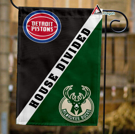 Pistons vs Bucks House Divided Flag, NBA House Divided Flag