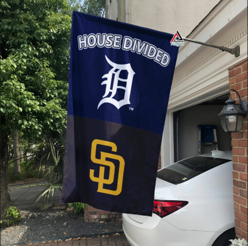 Tigers vs Padres House Divided Flag, MLB House Divided Flag
