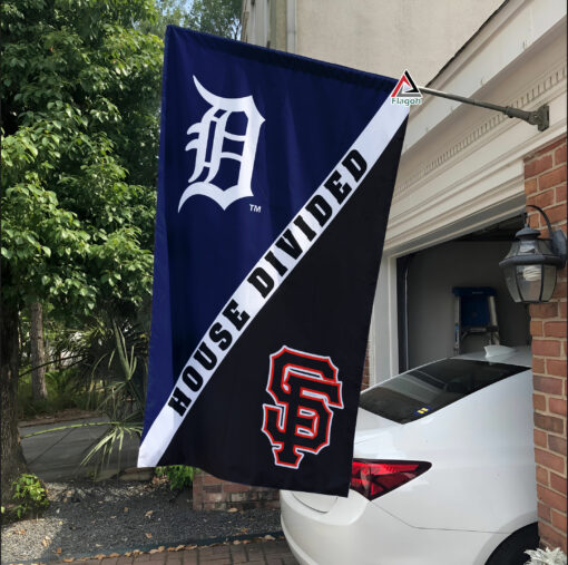 Tigers vs Giants House Divided Flag, MLB House Divided Flag