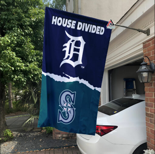 Tigers vs Mariners House Divided Flag, MLB House Divided Flag