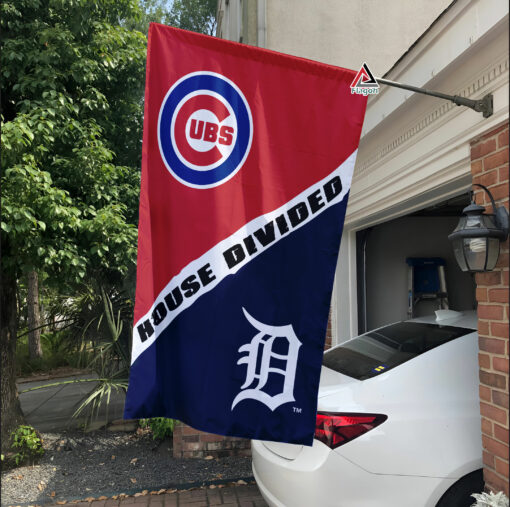 Cubs vs Tigers House Divided Flag, MLB House Divided Flag