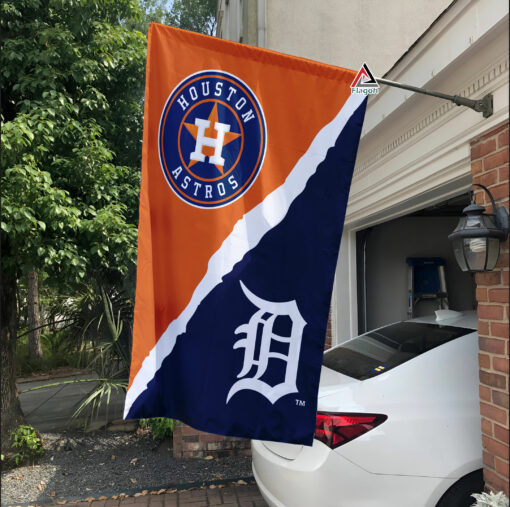 Astros vs Tigers House Divided Flag, MLB House Divided Flag