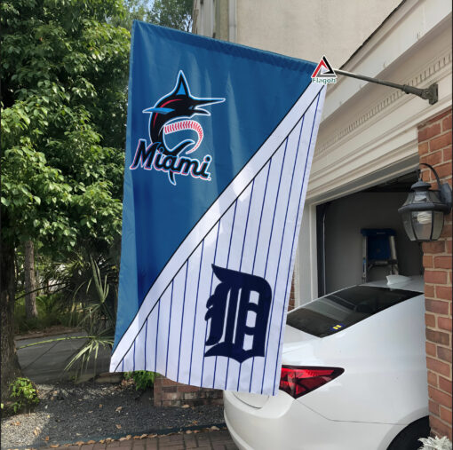 Marlins vs Tigers House Divided Flag, MLB House Divided Flag