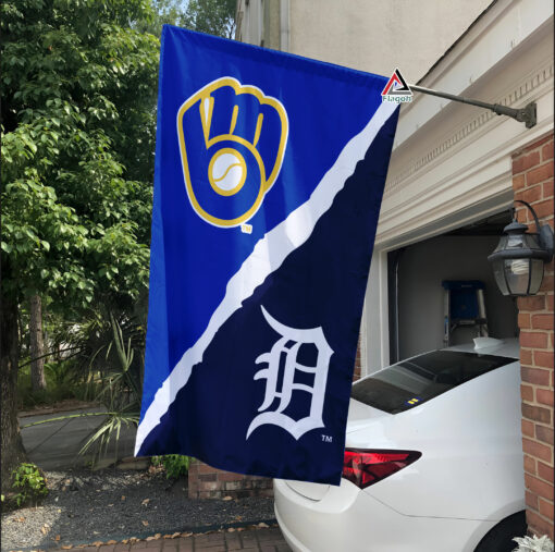 Brewers vs Tigers House Divided Flag, MLB House Divided Flag