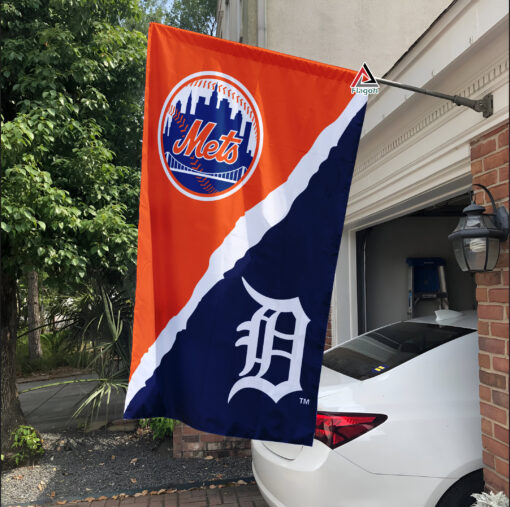 Mets vs Tigers House Divided Flag, MLB House Divided Flag