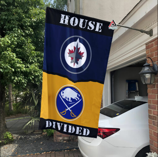 Jets vs Sabres House Divided Flag, NHL House Divided Flag