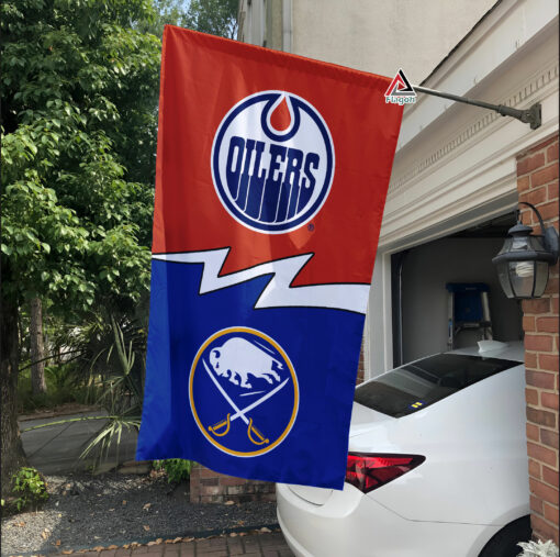 Oilers vs Sabres House Divided Flag, NHL House Divided Flag