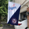 Dodgers vs Nationals House Divided Flag, MLB House Divided Flag
