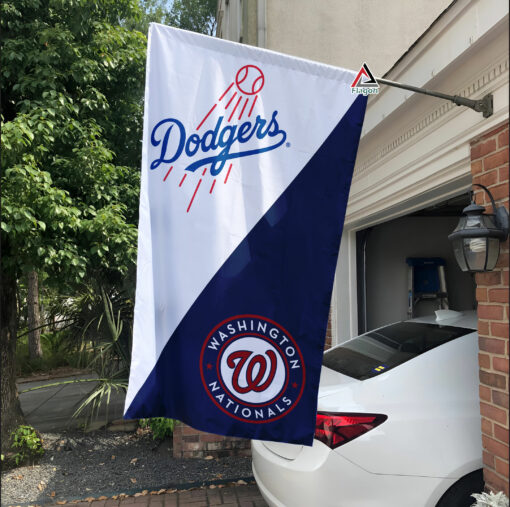 Dodgers vs Nationals House Divided Flag, MLB House Divided Flag