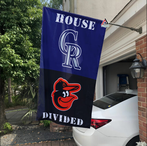 Rockies vs Orioles House Divided Flag, MLB House Divided Flag