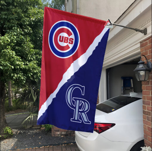 Cubs vs Rockies House Divided Flag, MLB House Divided Flag