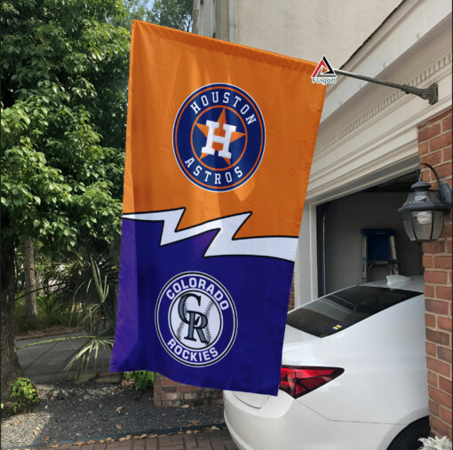 Astros vs Rockies House Divided Flag, MLB House Divided Flag