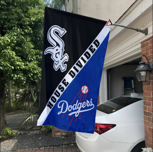 White Sox vs Dodgers House Divided Flag, MLB House Divided Flag
