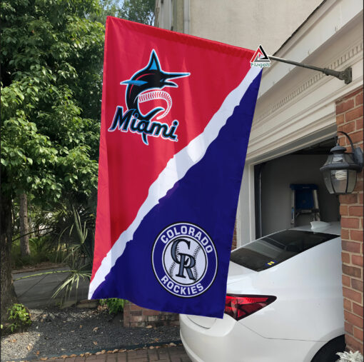 Marlins vs Rockies House Divided Flag, MLB House Divided Flag