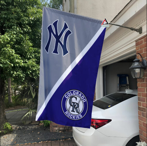 Yankees vs Rockies House Divided Flag, MLB House Divided Flag