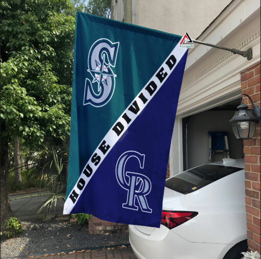 Mariners vs Rockies House Divided Flag, MLB House Divided Flag