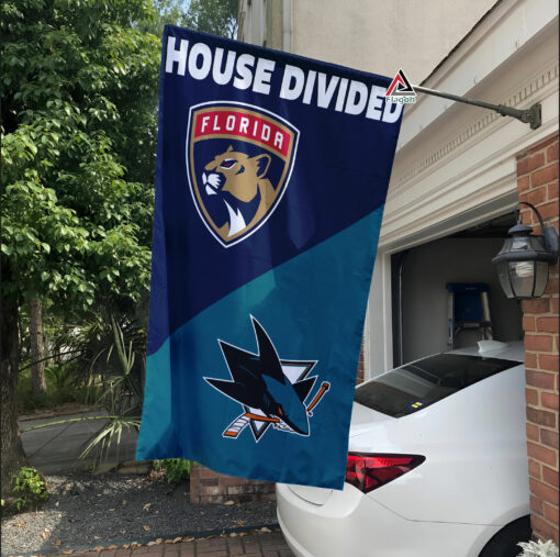 Panthers vs Sharks House Divided Flag, NHL House Divided Flag