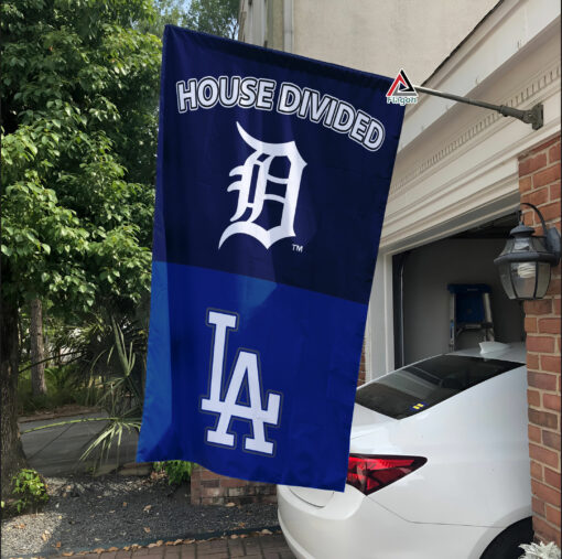 Tigers vs Dodgers House Divided Flag, MLB House Divided Flag