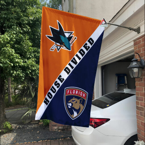 Sharks vs Panthers House Divided Flag, NHL House Divided Flag