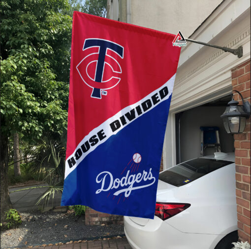 Twins vs Dodgers House Divided Flag, MLB House Divided Flag