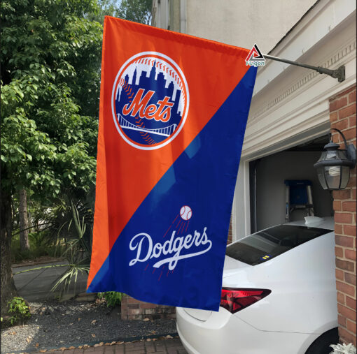 Mets vs Dodgers House Divided Flag, MLB House Divided Flag