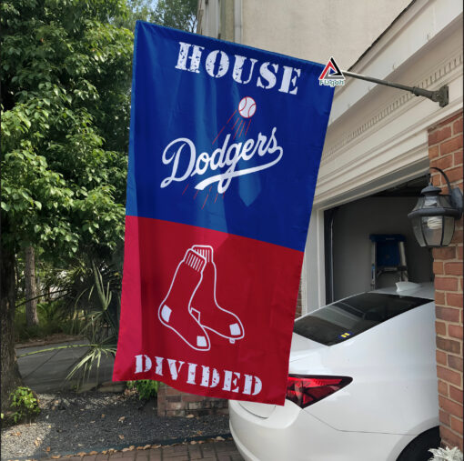 Dodgers vs Red Sox House Divided Flag, MLB House Divided Flag