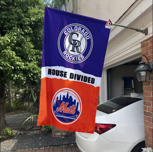 Rockies vs Mets House Divided Flag, MLB House Divided Flag