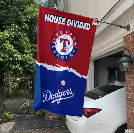Rangers vs Dodgers House Divided Flag, MLB House Divided Flag