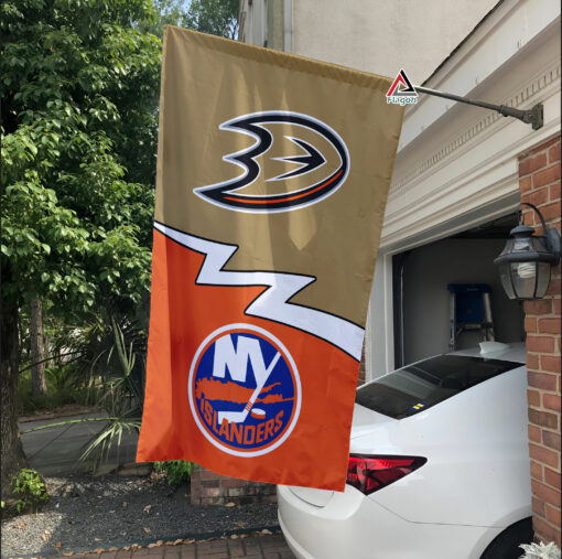 Ducks vs Islanders House Divided Flag, NHL House Divided Flag