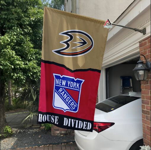 Ducks vs Rangers House Divided Flag, NHL House Divided Flag