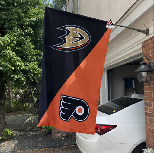 Ducks vs Flyers House Divided Flag, NHL House Divided Flag