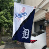 Dodgers vs Tigers House Divided Flag, MLB House Divided Flag