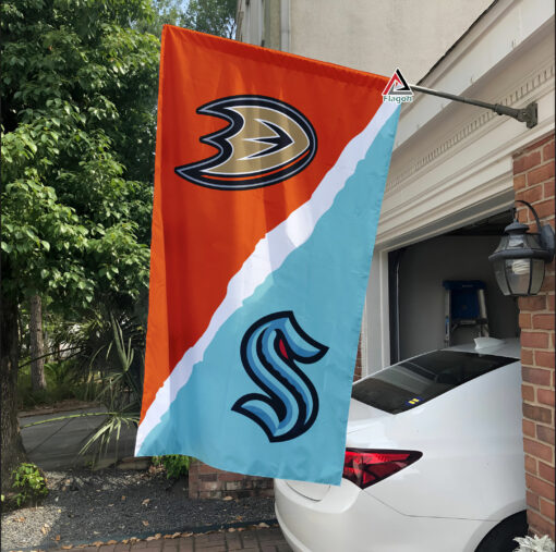 Ducks vs Kraken House Divided Flag, NHL House Divided Flag