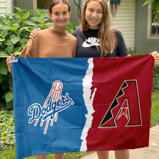 Dodgers vs Diamondbacks House Divided Flag, MLB House Divided Flag