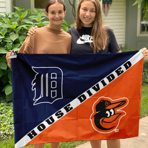 Tigers vs Orioles House Divided Flag, MLB House Divided Flag