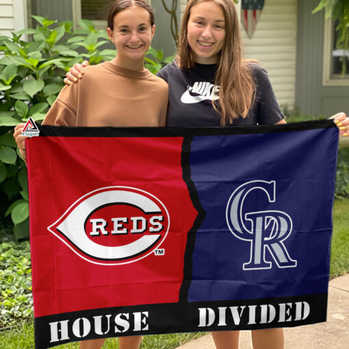 Reds vs Rockies House Divided Flag, MLB House Divided Flag