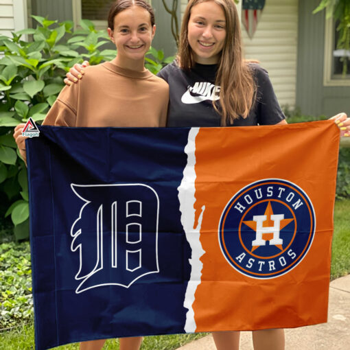 Tigers vs Astros House Divided Flag, MLB House Divided Flag