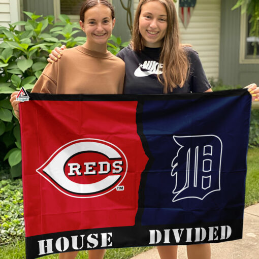 Reds vs Tigers House Divided Flag, MLB House Divided Flag