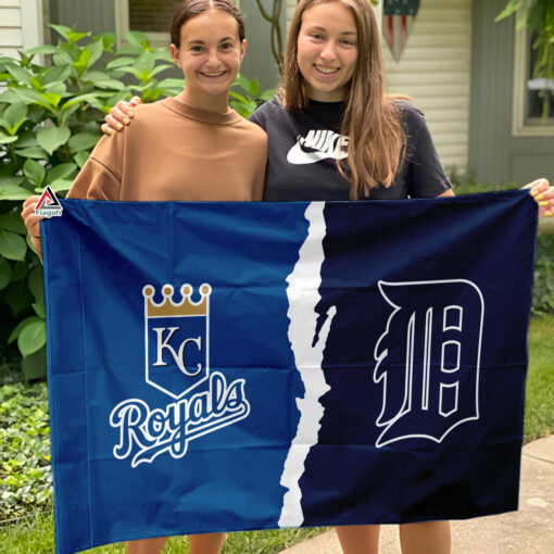 Royals vs Tigers House Divided Flag, MLB House Divided Flag