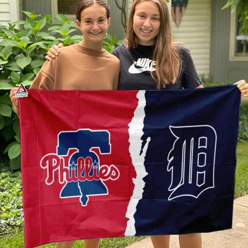Phillies vs Tigers House Divided Flag, MLB House Divided Flag