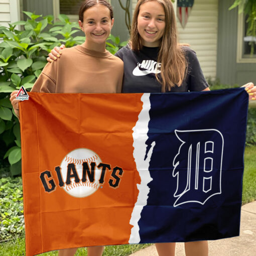 Giants vs Tigers House Divided Flag, MLB House Divided Flag
