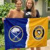 Sabres vs Penguins House Divided Flag, NHL House Divided Flag