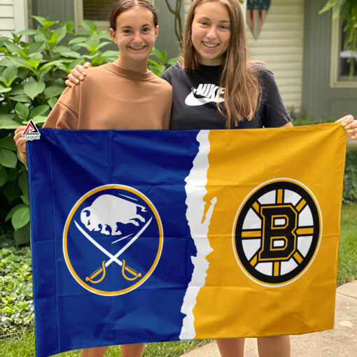 Sabres vs Bruins House Divided Flag, NHL House Divided Flag