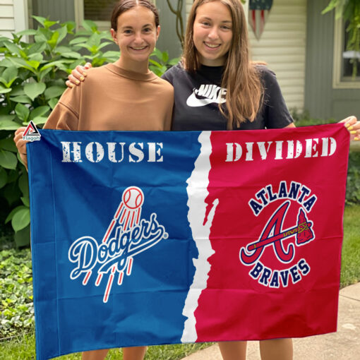 Dodgers vs Braves House Divided Flag, MLB House Divided Flag