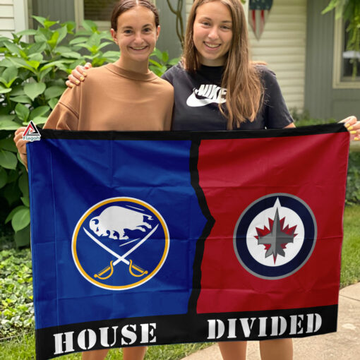 Sabres vs Jets House Divided Flag, NHL House Divided Flag