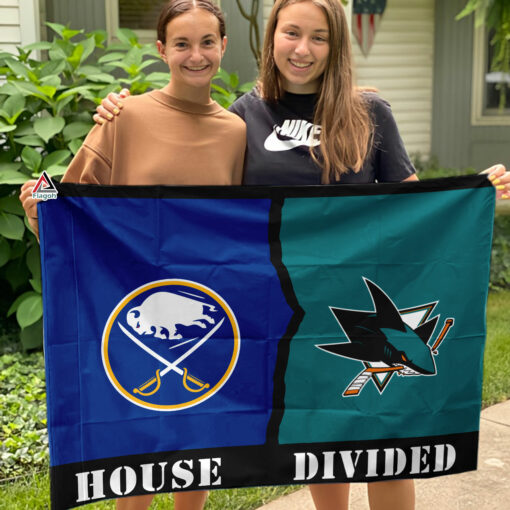 Sabres vs Sharks House Divided Flag, NHL House Divided Flag