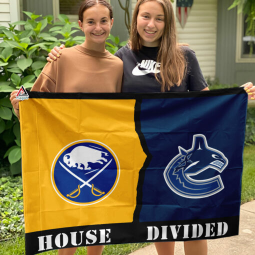 Sabres vs Canucks House Divided Flag, NHL House Divided Flag
