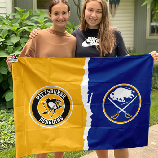 Penguins vs Sabres House Divided Flag, NHL House Divided Flag